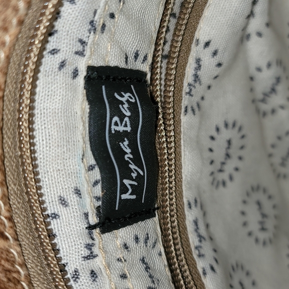 Myra Bag handbag patched 100% leather cow hide & suede brown cream - Picture 2 of 9